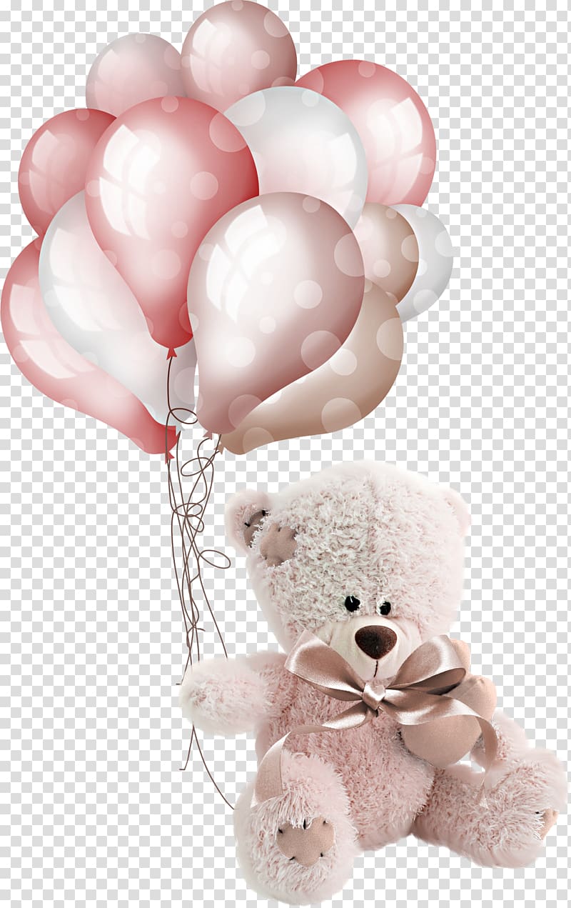 teddy bear holding balloon