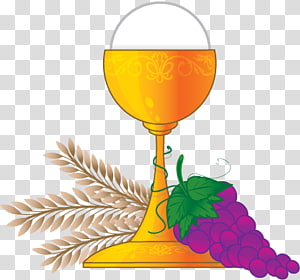 Chalice, wheat, and grapes illustration, Eucharist First Communion ...