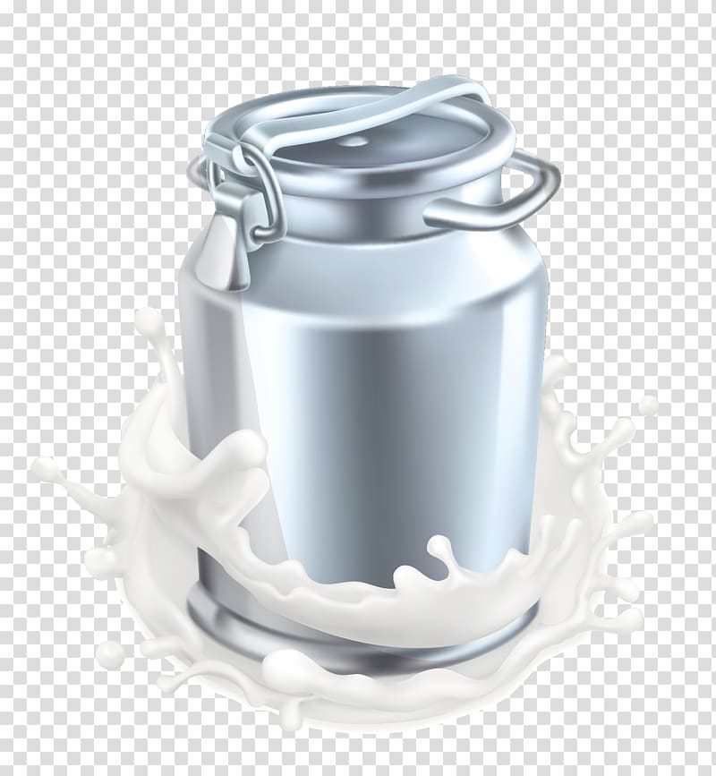 Gray milk churn illustration, Milk Drawing, Cartoon farm milk bucket