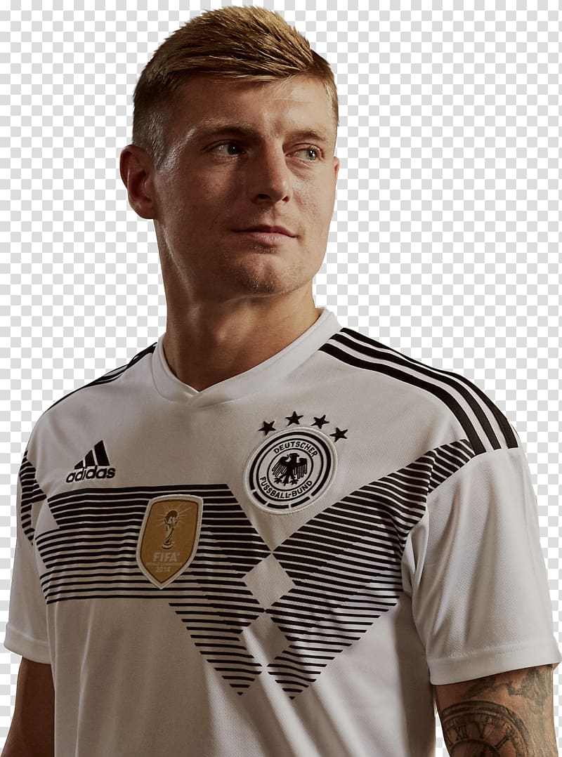 Man wears white adidas soccer jersey, Toni Kroos 2018 FIFA World Cup